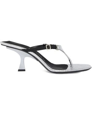 The Attico 65Mm Metallic-Leather Buckled Sandals - White