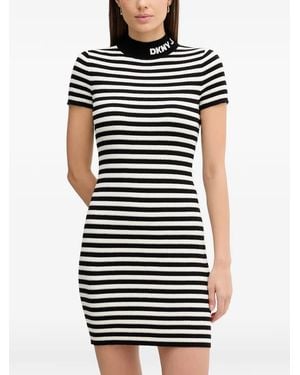 DKNY Striped Roll-Neck Dress - Black