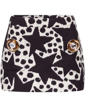 Area Crystal Medallion Jacquard Miniskirt - Blue