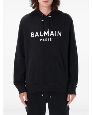 Balmain Logo-Print Hoodie - Black