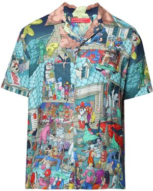 Members of The Rage Hawaian Graphic-Print Shirt - Blue