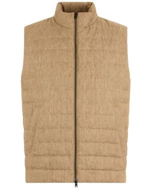 Herno Zip-Up Quilted Gilet - Natural