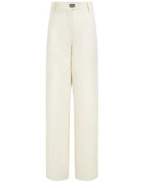 Ferragamo Belt-Loops Tailored Pants - White