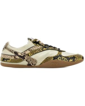 Miu Miu Fabric And Leather Trainers - Green