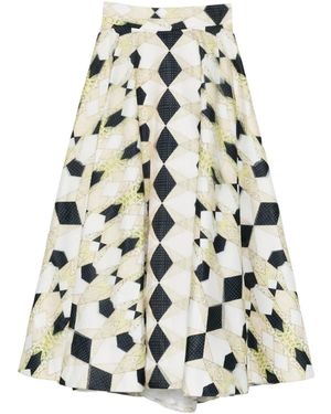Gemy Maalouf Geometric-Print Pleated Skirt - White