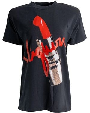 VAQUERA Lipstick-Print T-Shirt - Black