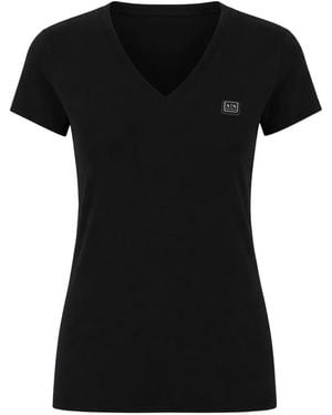 ARMANI EXCHANGE Logo-Patch V-Neck T-Shirt - Black