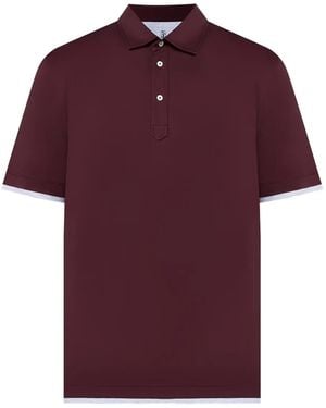 Brunello Cucinelli Zweifarbiges Poloshirt - Rot