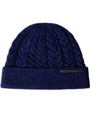 Hackett Cable-Knit Beanie Hat - Blue
