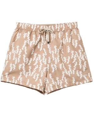 ZEGNA Printed Swim Trunks - Natural