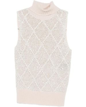 D.exterior Sequin Lattice Sweater - ホワイト