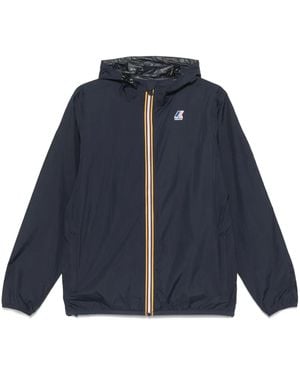K-Way Le Vrai 4.0 Claude Logo-Patch Hooded Jacket - Blue