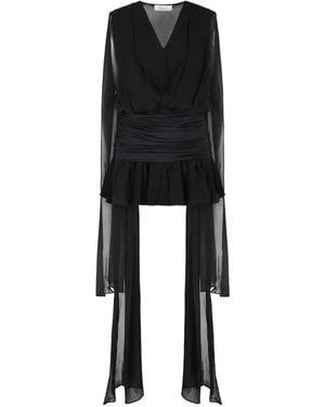 Blumarine Draped V-Neck Mini Dress - Black