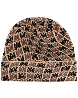 Amiri Swirl Monogram Beanie - Brown