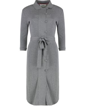 Thom Browne Gestricktes Kleid mit Hemdkragen - Grau