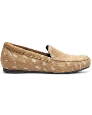 Loulou de Saison Zino Deer-Print Pony-Effect Loafers - Natural