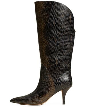 Twinset Bottines En Cuir À Imprimé Python - Black