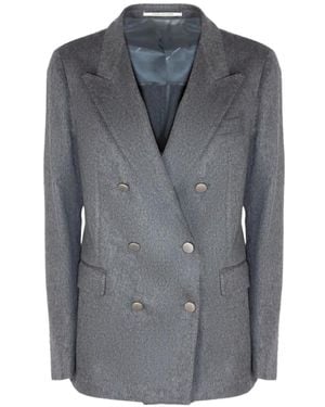Tagliatore Double-Breasted Cashmere Blazer - Gray