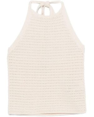 DRYKORN Akwy Open-Knit Halterneck Tank Top - White