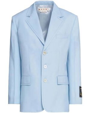 Marni Single-Breasted Wool Blazer - Blue