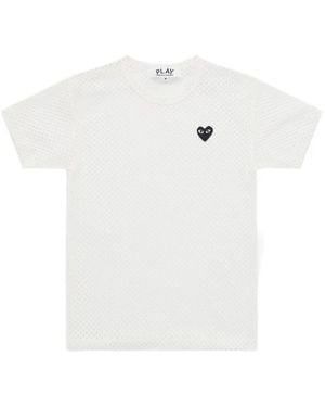COMME DES GARÇONS PLAY Camiseta De Malla Con Parche De Corazón - Blanco
