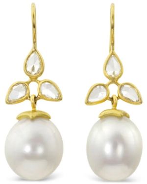 LEIGH MAXWELL Pendientes Bahari Con Diamante Y Perla - Metálico
