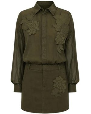 DSquared² Blossom-Patch Shirt Dress - Green