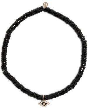 Sydney Evan 14Kt Groovy Eye Onyx Beaded Bracelet - Black