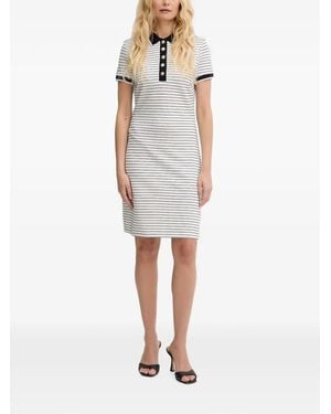 Guess Horizontal-Stripe Polo-Collar Mini Dress - White