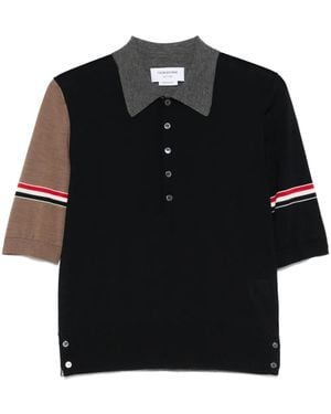 Thom Browne Poloshirt Mit Rwb-Streifendetail - Schwarz