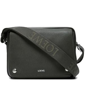 Loewe Medium Pebble Logo-Strap Messenger Bag - Black