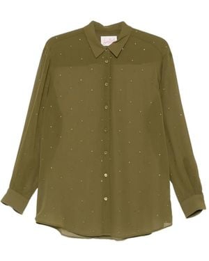 MC2 Saint Barth Rhinestone-Embellished Semi-Sheer Shirt - Green