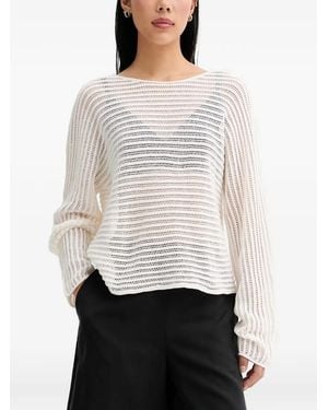Marc O' Polo Ajour Open-Knit Boat-Neck Jumper - White