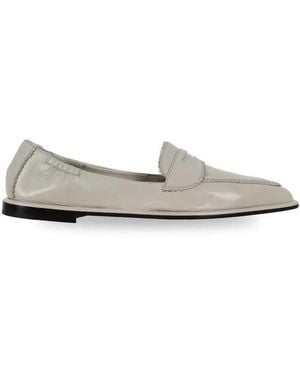 Pomme D ́Or Mocassins Grace En Cuir À Bords Festonnés - White