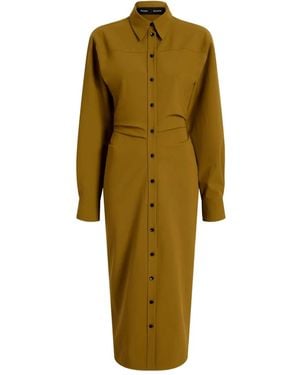 Proenza Schouler Button-Down Cinched Shirt Midi Day Dress - Brown