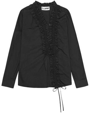 OperaSPORT Ruffled Tie Shirt - Black