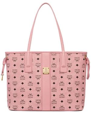 MCM Liz Logo-Jacquard Drawstring Tote Bag - Pink