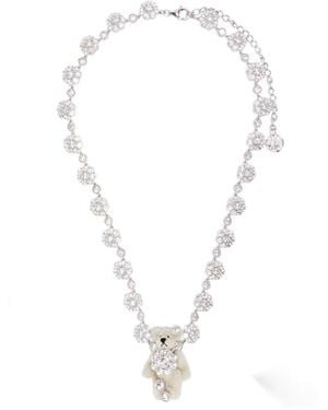 YVMIN Teddy-Bear Flower-Cluster Necklace - White
