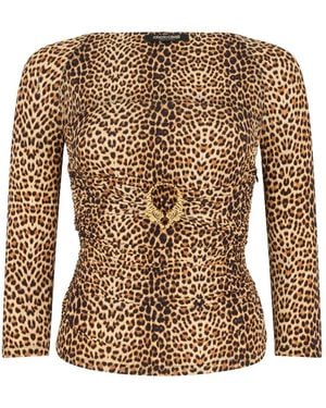 Roberto Cavalli Leopard-Print Top - Brown