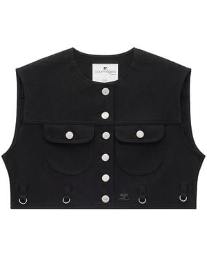 Courreges Multiflex クロップド デニムベスト - ブラック