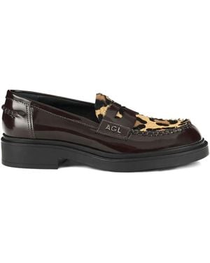 Agl Attilio Giusti Leombruni Mocasines con estampado de leopardo - Negro