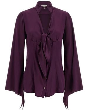 DI.LA3 PARI' Chemise En Soie Nodo À Détail Noué - Purple