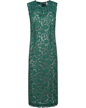 P.A.R.O.S.H. Intricate Floral Lace Midi Dress - Green