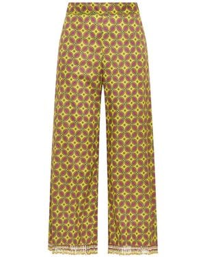 Maliparmi Geometric-Print Fringe-Trimmed Trousers - Yellow