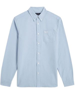 Fred Perry Logo-Embroidered Button-Down Shirt - Blue