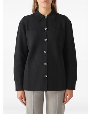 Gran Sasso Button-Up Chest-Pocket Shirt - Black