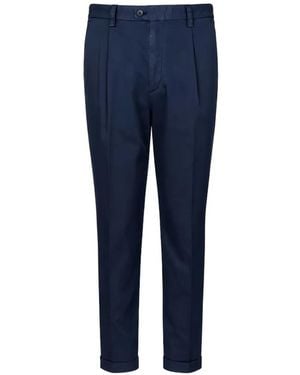 Devore Pleated Turn-Up Trousers - Blue
