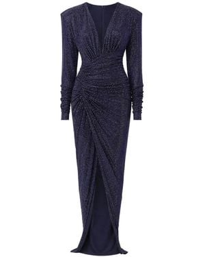 Alexandre Vauthier Crystal-Embellished Draped Maxi Dress - Blue