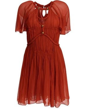 Isabel Marant Randalia Braided-Waist Plissé Mini Dress - Red