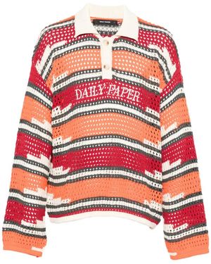 Daily Paper Open-Knit Striped Jumper - Red